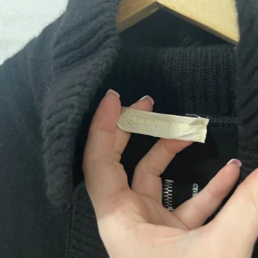 Valentino Black Knit Oversized Zip Sweater - Picture 8 of 9